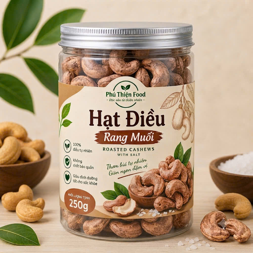 HẠT ĐIỀU RANG MUỐI PHÚ THIỆN FOOD HŨ 250G