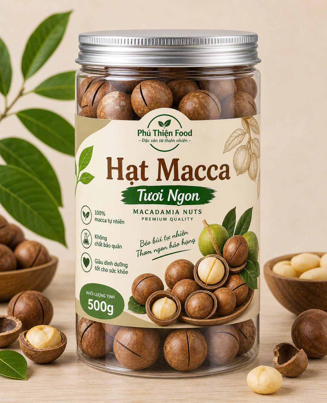 HẠT MACCA PHÚ THIỆN FOOD HŨ 500G